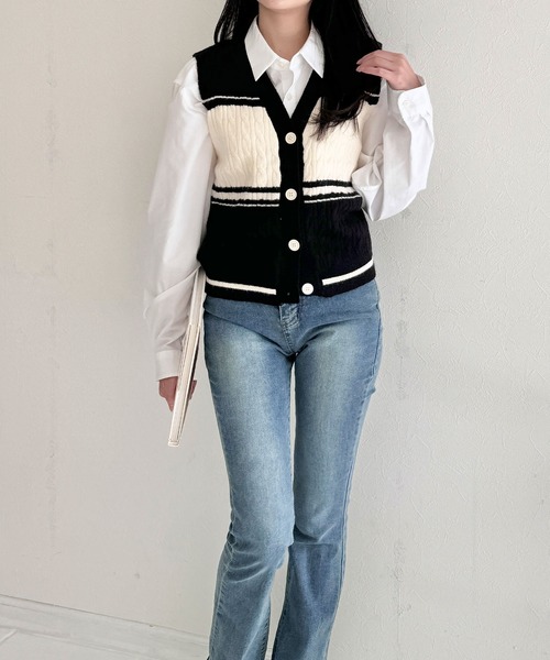 ベスト ジレ マルチボーダー ベスト レディース ベスト ジレ マルチボーダーニットベスト レディース : ZOZOTOWN