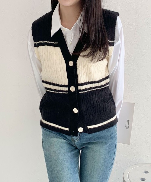 ベスト ジレ マルチボーダー ベスト レディース ベスト ジレ マルチボーダーニットベスト レディース : ZOZOTOWN
