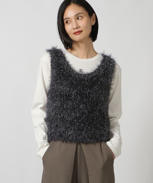 自由区 【洗える】フェザーラメ ベスト サイズ38 KRWMCA0355 定価24970円 ベスト 24AW シルバー 自由区 5-0415T 260946 自由区 - 自由区 【洗える】フェザーラメ ベスト サイズ38