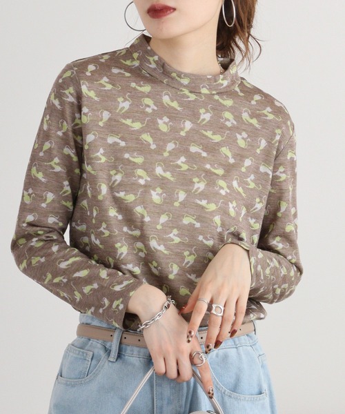 tシャツ BRODIAEA 接結猫柄プルオーバー レディース シャツ シャツブラウス トップス プルオーバー ブラウス