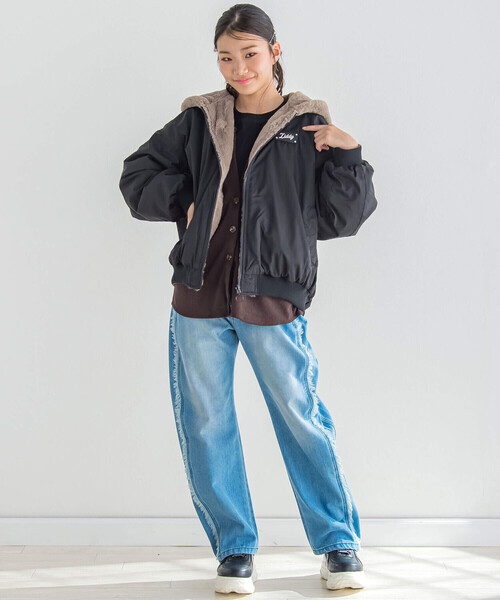 新品130-160 リバーシブルブルゾン ニコ☆プチ 掲載 】リバーシブルファーブルゾン(130~160cm