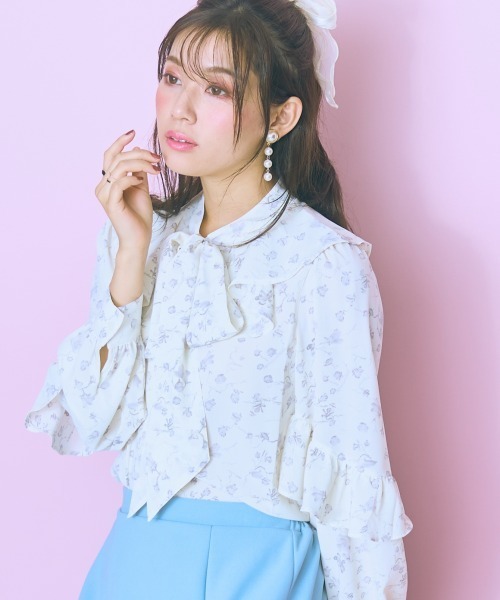 marun（マルン） ブラウス シャツ 「大きいサイズ」 花柄フリル長袖