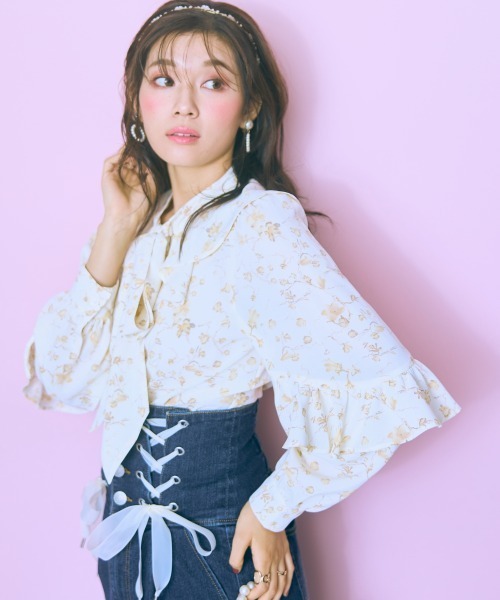 marun（マルン） ブラウス シャツ 「大きいサイズ」 花柄フリル長袖