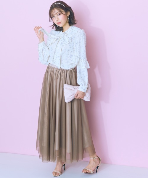 marun（マルン） ブラウス シャツ 「大きいサイズ」 花柄フリル長袖