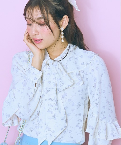 marun（マルン） ブラウス シャツ 「大きいサイズ」 花柄フリル長袖