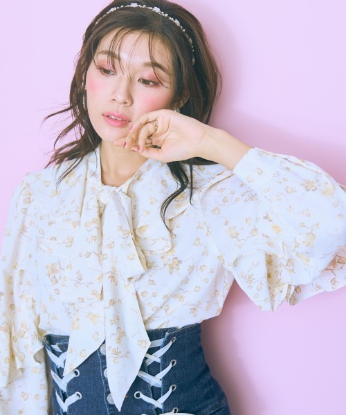 marun（マルン） ブラウス シャツ 「大きいサイズ」 花柄フリル長袖 