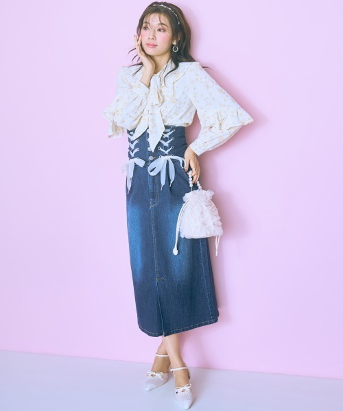 marun（マルン） ブラウス シャツ 「大きいサイズ」 花柄フリル長袖