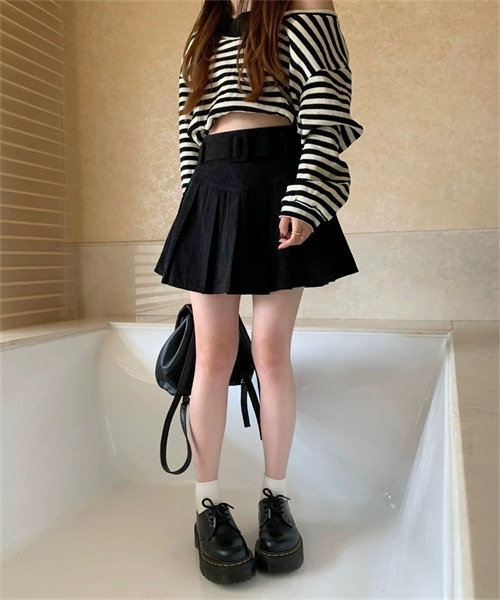 FREE STYLISTS スカート ベルト付き プリーツミニスカート : ZOZOTOWN
