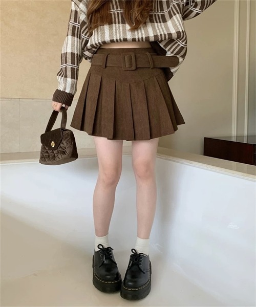 FREE STYLISTS スカート ベルト付き プリーツミニスカート : ZOZOTOWN