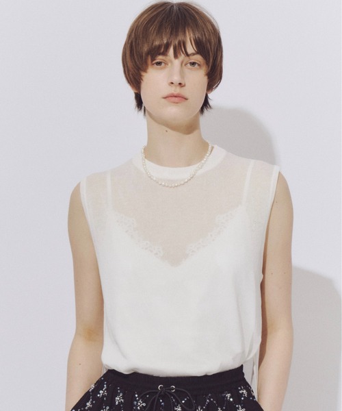 【NATURAL】<CGS.> ペーパー オーガニック コットン ノースリーブ ニット CGS.＞ ペーパー オーガニック コットン ノースリーブ ニット