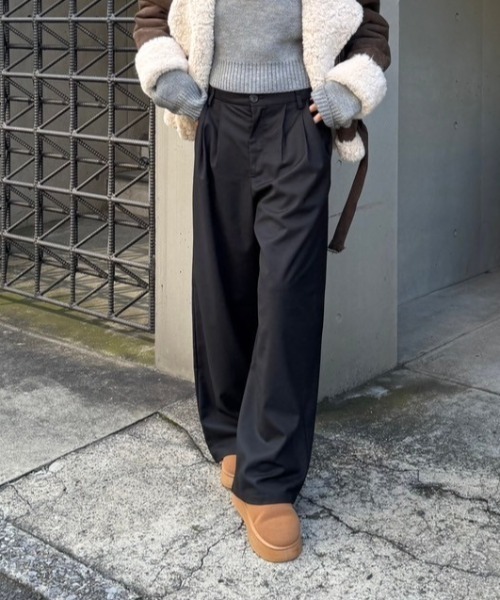 ACLENT（アクレント） スラックス パンツ 2タックワイドスラックス