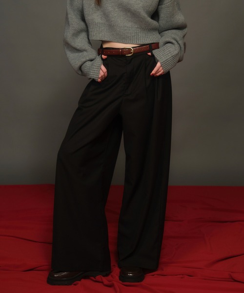 ACLENT（アクレント） スラックス パンツ 2タックワイドスラックス