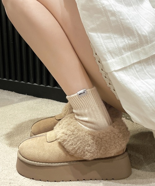 Lace Ladies（レースレディース） ブーツ スエード調 厚底 ムートン