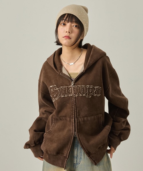 GUCCI グッチ パーカー  ロゴ ヴィンテージ ヴィンテージ加工 ダメージ Snap club】ヴィンテージ加工 ダメージパッチロゴ ダブルジップ