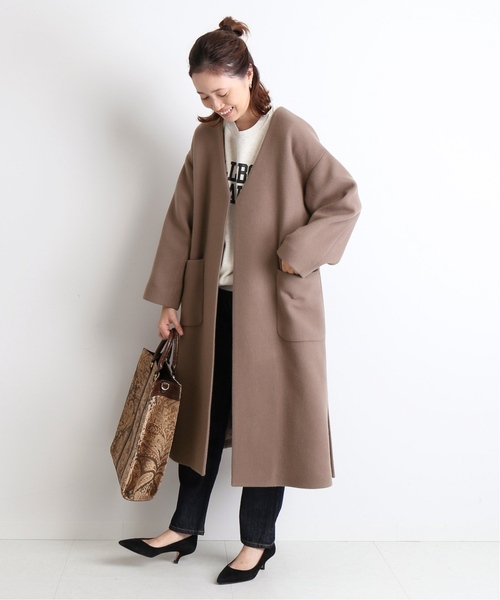 ゆ*な様 本日最終！新品未使用SLOBE IENA コート SLOBE IENA（スローブイエナ） ノーカラーコート FREE ナチュラル