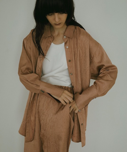 MANOF（マノフ） ブラウス シャツ WASHER LONG SHIRTS レディース