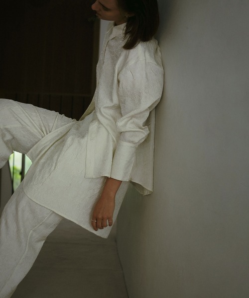 MANOF（マノフ） ブラウス シャツ WASHER LONG SHIRTS レディース