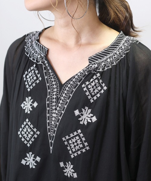 Aletta vita ワンピース 綿ボイル刺繍ロングワンピース