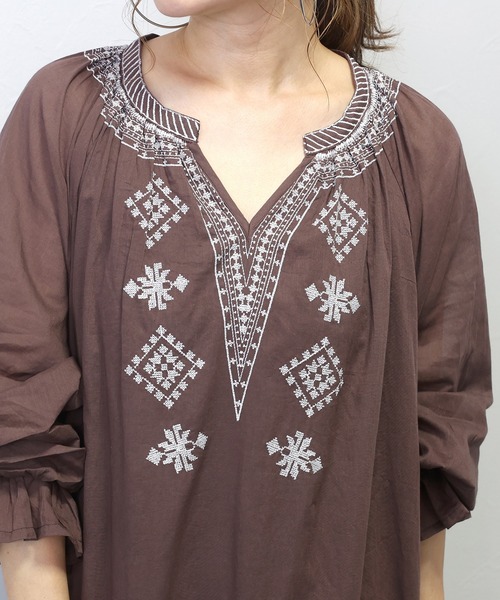 Aletta vita ワンピース 綿ボイル刺繍ロングワンピース