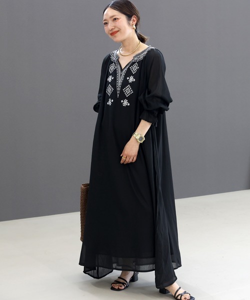 Aletta vita ワンピース 綿ボイル刺繍ロングワンピース : ZOZOTOWN