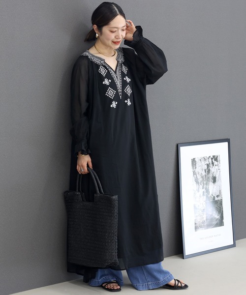 Aletta vita ワンピース 綿ボイル刺繍ロングワンピース : ZOZOTOWN