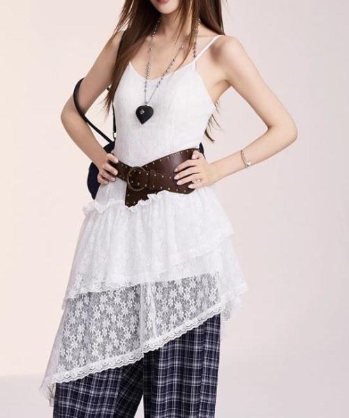 【美品】PAMEO POSE キャミワンピース フリル レース 白 小花柄 S 美品】PAMEO POSE キャミワンピース フリル レース 白 小花柄 S