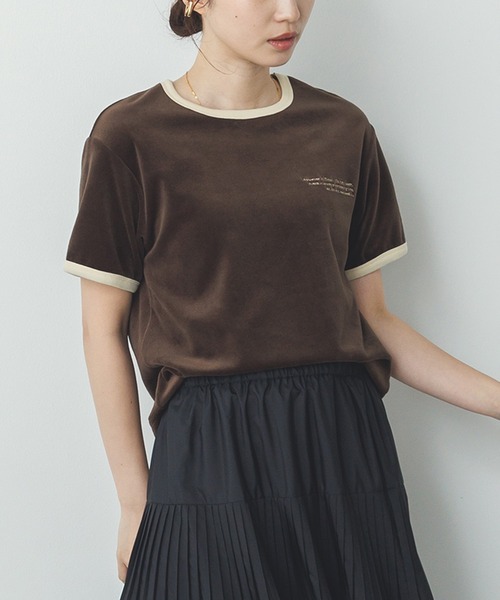hunch（ハンチ） tシャツ ベロア リンガーTシャツ レディース