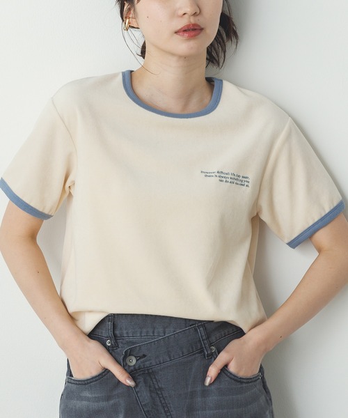 hunch（ハンチ） tシャツ ベロア リンガーTシャツ レディース