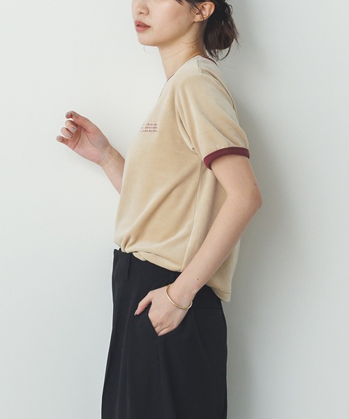 hunch（ハンチ） tシャツ ベロア リンガーTシャツ レディース