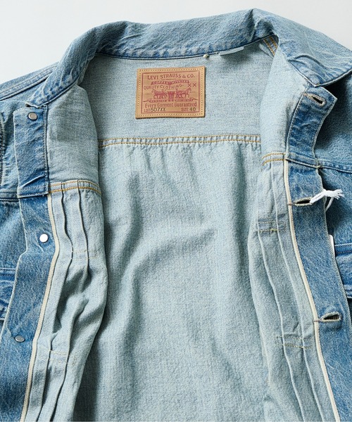 リーバイス デニムジャケット ヴィンテージ ダメージ加工 オレンジステッチ Levi's(リーバイス) / 80S/日本製/オレンジタブ/Gジャン/M/IDG