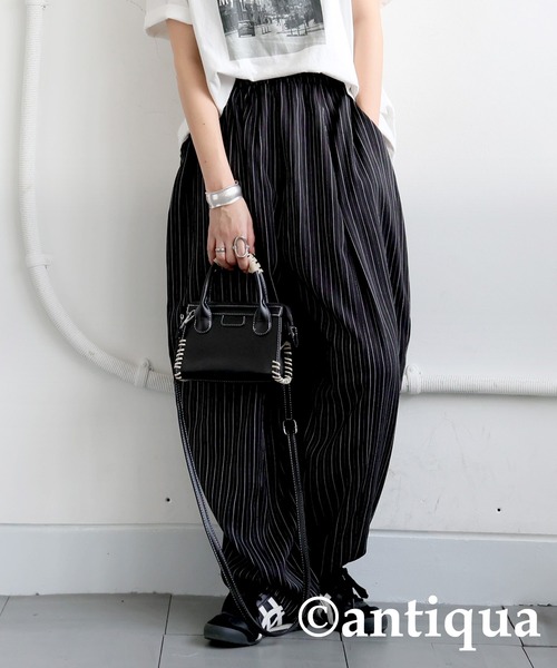 antiqua(アンティカ) パンツ ストライプバルーンパンツ レディース antiqua(アンティカ) パンツ ストライプバルーンパンツ レディース
