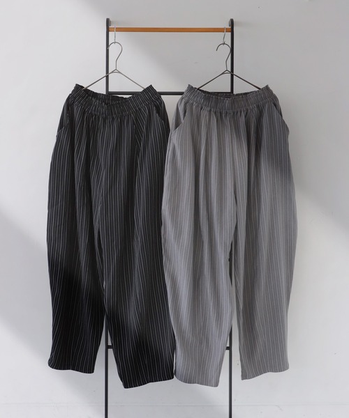 antiqua（アンティカ） パンツ ストライプバルーンパンツ レディース