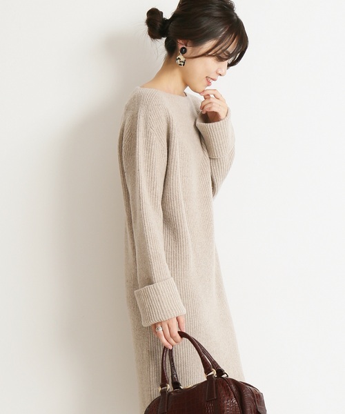 「Spick & Span」 ニットワンピース FREE ベージュ レディース_画像4