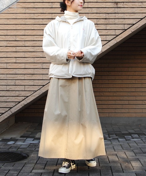 DANTON アイボリー ダウンジャケット S DANTON | ポリエステルタッサー ダウンフードジャケット WOMEN