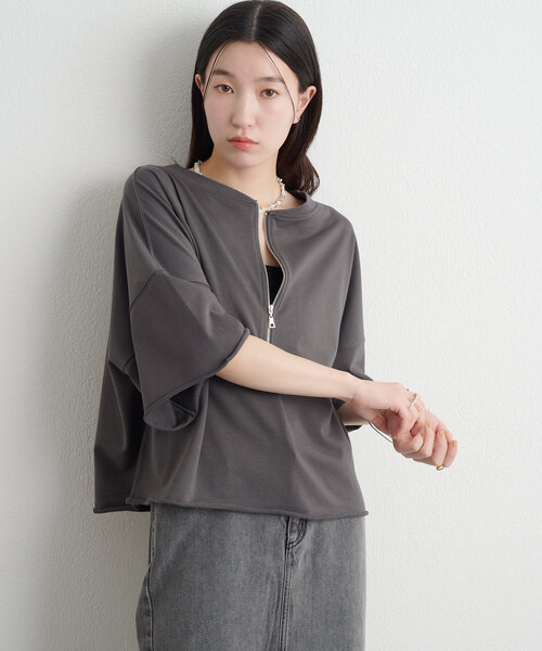 トップス nao コカ coca エンボスノースリフレアトップス （Black