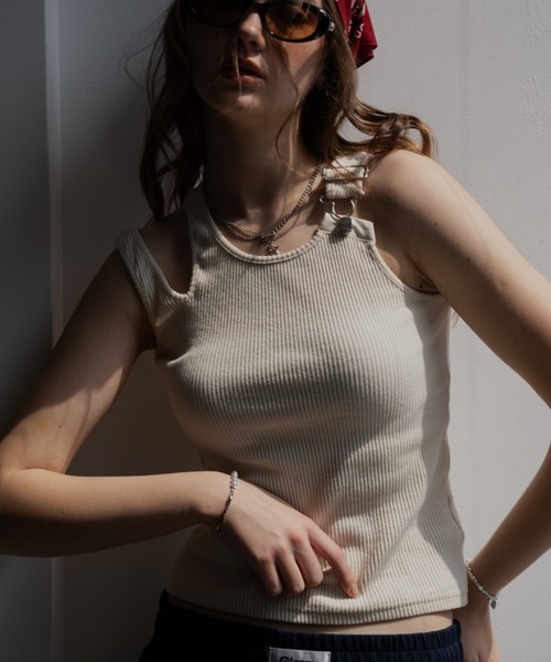 Glanny（グランニー） タンクトップ ノースリーブ ベルトタンクトップ