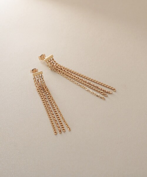 COCOSHNIK（ココシュニック） ピアス K10キヘイミックスチェーン