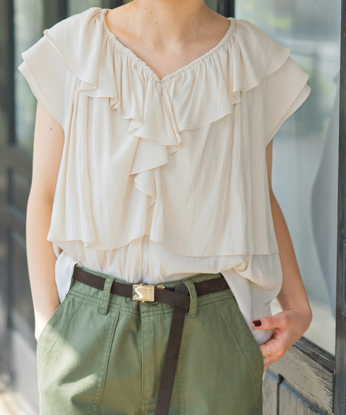 「Spick & Span」 半袖ブラウス FREE ベージュ レディース Spick＆Span 「Spick & Span」 半袖ブラウス FREE ベージュ