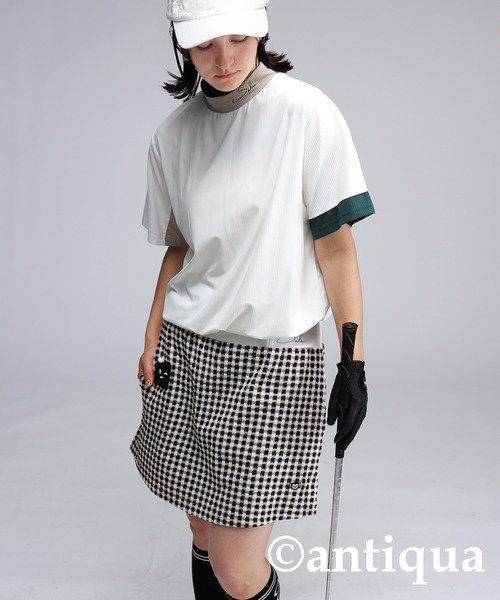 antiqua（アンティカ） antiqua tシャツ 半袖 モックネック配色