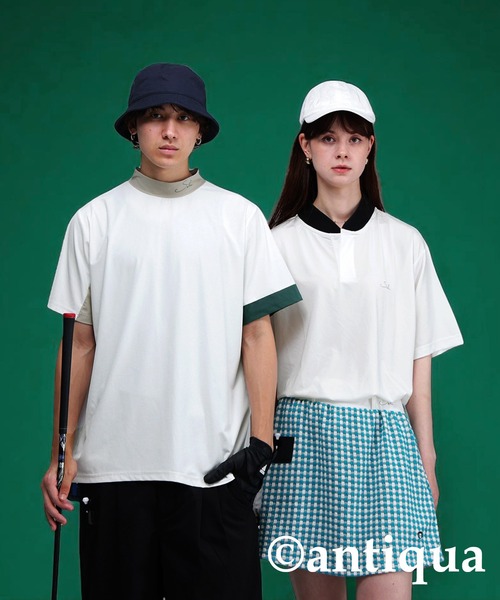 antiqua（アンティカ） antiqua tシャツ 半袖 モックネック配色