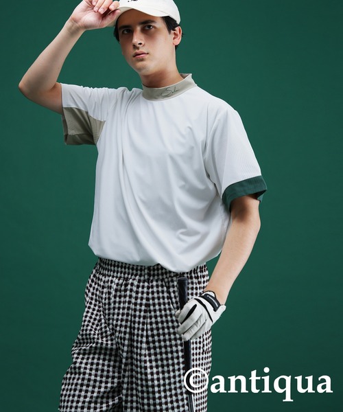 antiqua（アンティカ） antiqua tシャツ 半袖 モックネック配色