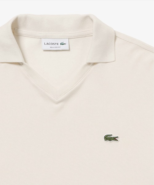 ラコステ スキッパーネックポロシャツ M ホワイト ラコステ LACOSTE スキッパーネックポロシャツ （ホワイト） -waja