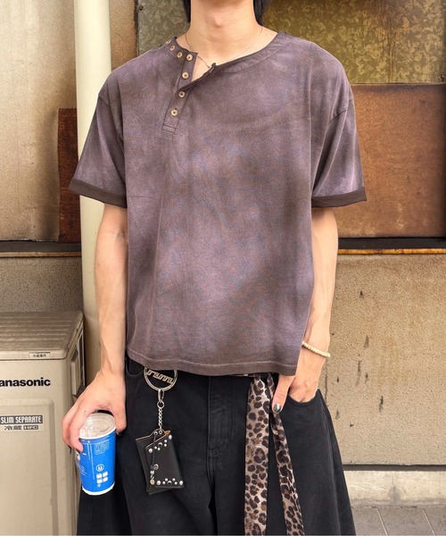 ヘンリーネック tシャツ 「EPNK」Asymmetry henry neck tee