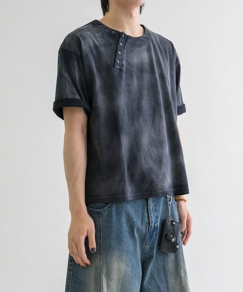 ヘンリーネック tシャツ 「EPNK」Asymmetry henry neck tee