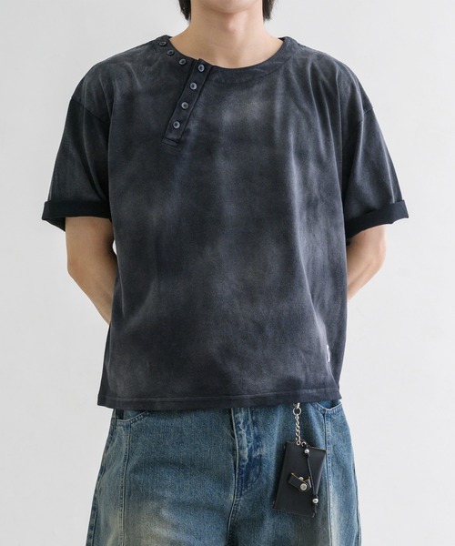 ヘンリーネック tシャツ 「EPNK」Asymmetry henry neck tee
