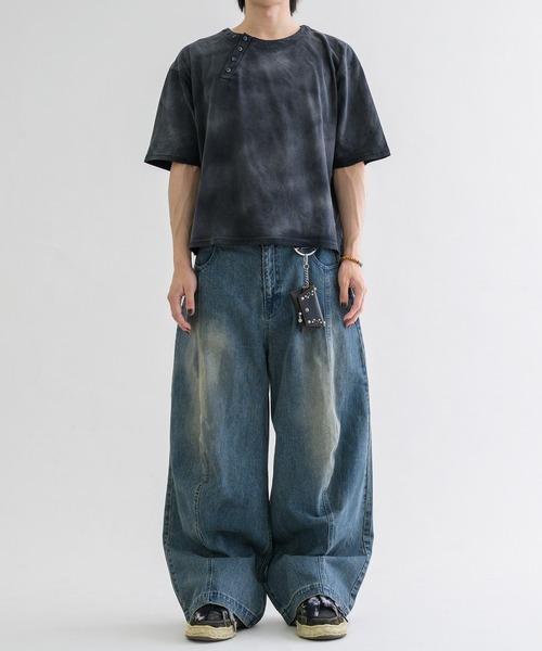 ヘンリーネック tシャツ 「EPNK」Asymmetry henry neck tee