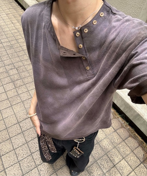 tシャツ 「EPNK」Asymmetry henry neck tee / アシンメトリーヘンリー
