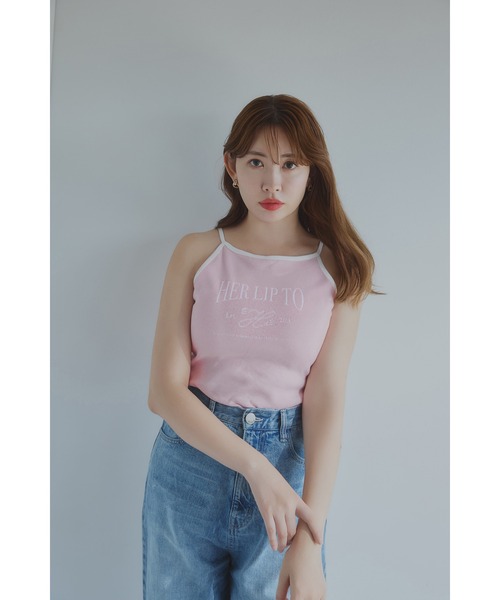 Trois Logo Top♡ ecru herlipto Trois Logo Top♡ ecru herlipto（Her lip to Open Sleeve Knit