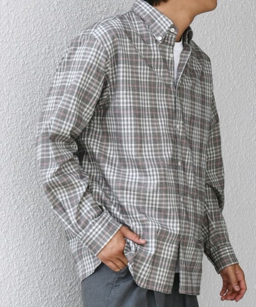 SHIPS any シャツ any:「洗濯機可能」ブラッシュド トラッド チェック