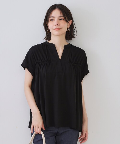 OPAQUE.CLIP tシャツ スキッパーフレアカットソー「接触冷感